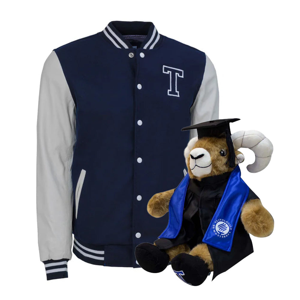 Kit Teus Profesional + Chamarra Universitaria TEC Premium Azul con Blanco