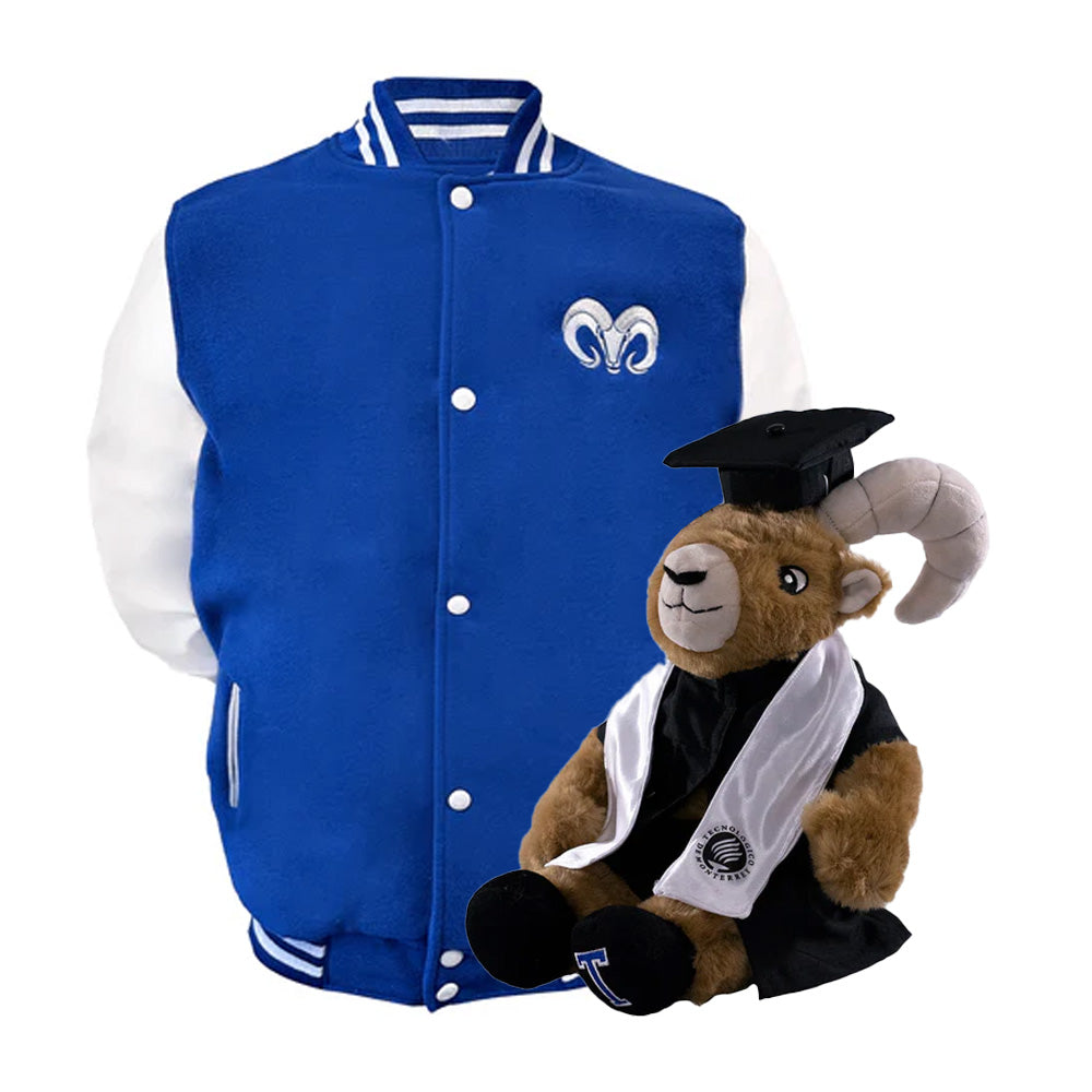 Kit Teus Prepa + Chamarra Universitaria Borregos Premium Azul Rey