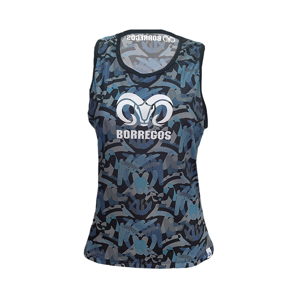 Playera Deportiva Tank BORREGOS Negro Mujer