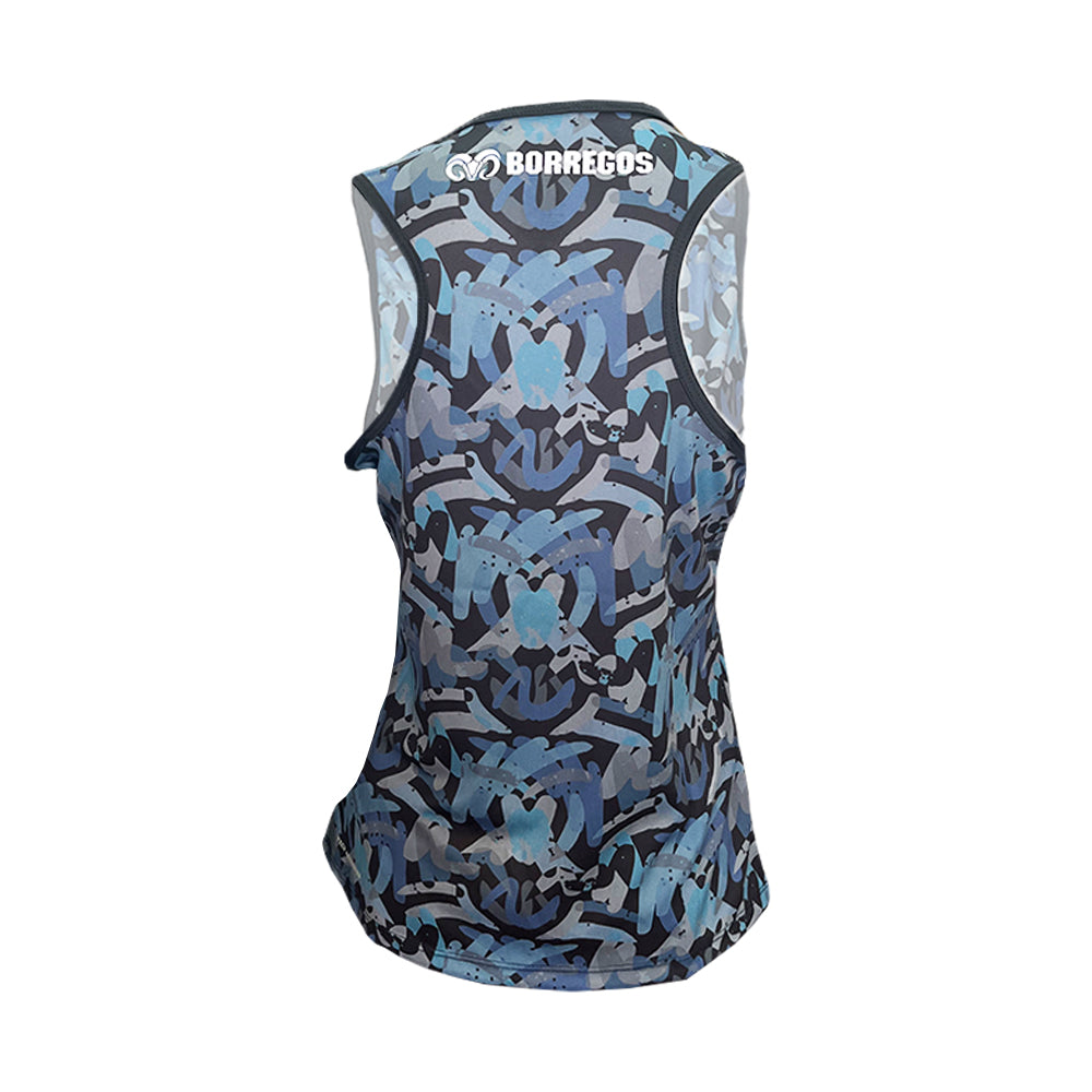 Playera Deportiva Tank BORREGOS Negro Mujer