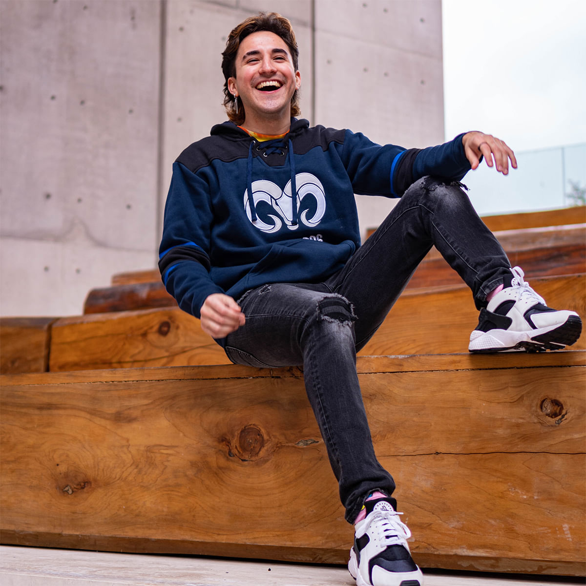 Sudadera Vintage BORREGOS Unisex Azul/Negro