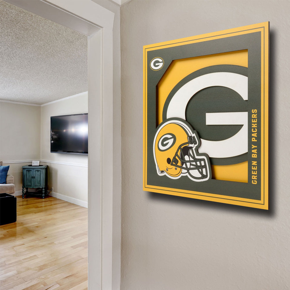 Cuadro decorativo en capas NFL Packers, amarillo