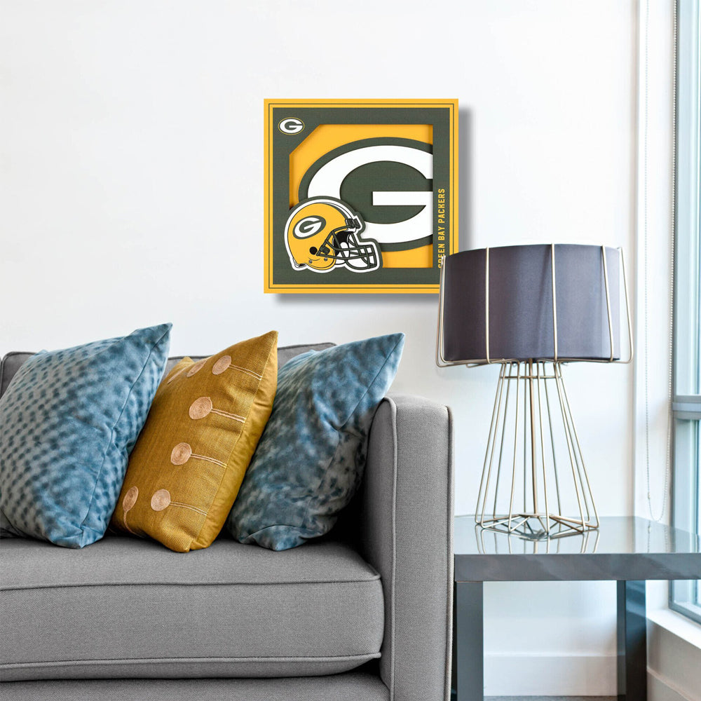 Cuadro decorativo en capas NFL Packers, amarillo