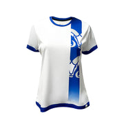 Playera Deportiva BORREGOS Blanca Con Franja Azul Carnero Mujer