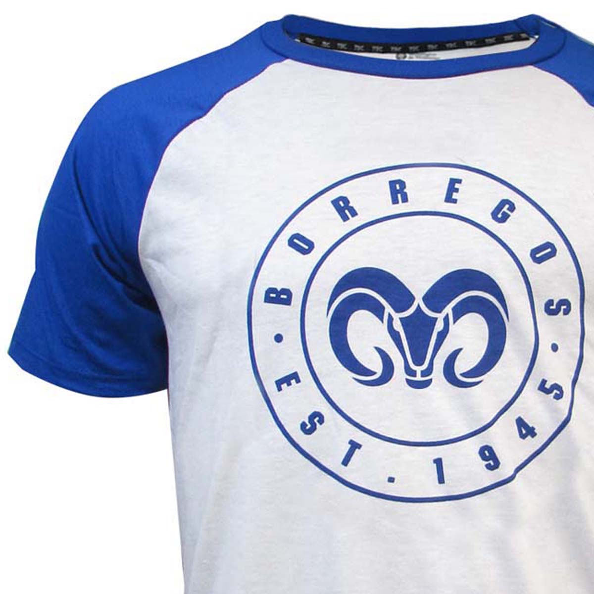 Playera Casual Borregos Circular Manga Raglan - Azul, Corte Masculino