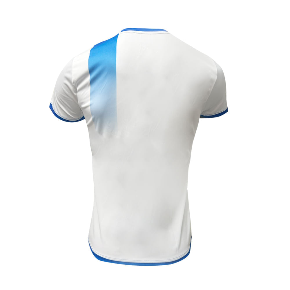 Playera Deportiva BORREGOS Blanca Con Franja Azul Carnero Hombre