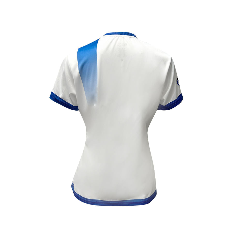 Playera Deportiva BORREGOS Blanca Con Franja Azul Carnero Mujer