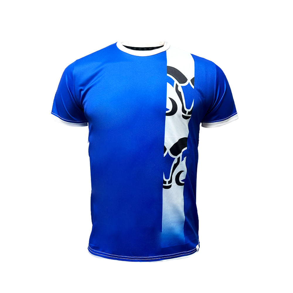 Playera Deportiva BORREGOS Azul Con Franja Blanca Carnero Hombre