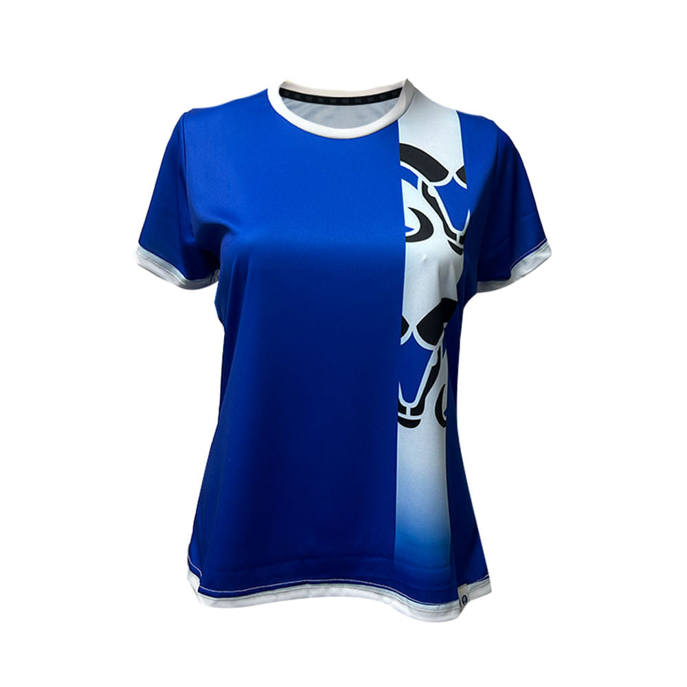 Playera Deportiva BORREGOS Azul Con Franja Blanca Carnero Mujer