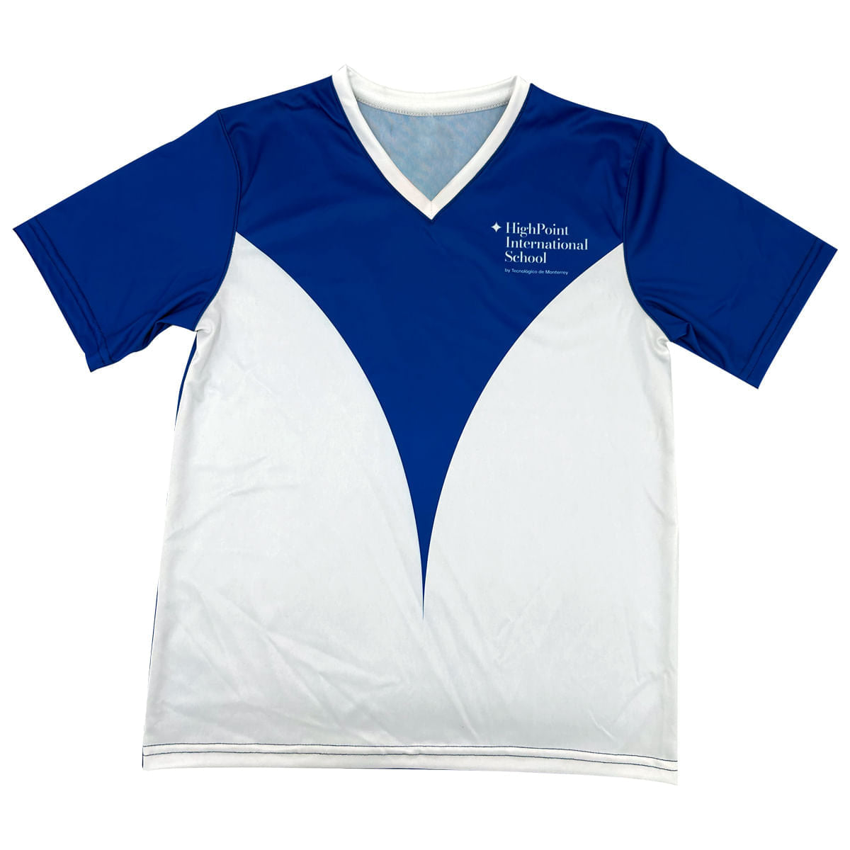 Playera Deportiva Uniforme HPIS azul c/blanco